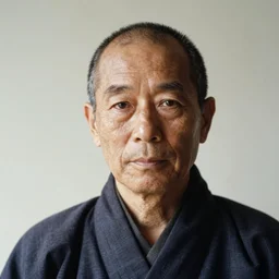 photo still of real life master roshi, portrait, closeup, frontal, ektachrome, f / 2 2