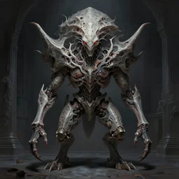 professional concept art semi - symmetric portrait of a terrifying! mechanical predatory! fractal! species in a dark room by artgerm and greg rutkowski. an intricate, elegant, highly detailed digital painting, concept art, smooth, sharp focus, illustration, in the style of cam sykes.