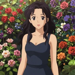 portrait of marina diamandis, garden of flowers background, rich vivid colors, ambient lighting, dynamic lighting, 4k, official media, anime key visual, makoto shinkai, ilya kuvshinov, lois van baarle, rossdraws, detailed, trending on artstation