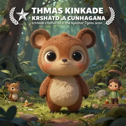 a cute little creature, big eyes, 🤡, digital painting by krenz cushart, ilya kuvshinov, victo ngai, thomas kinkade. forest room, highly detailed, award winning, artstation