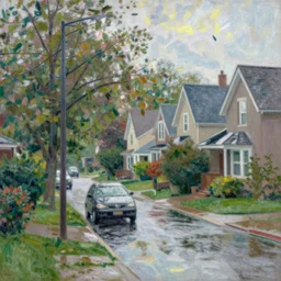 rainy day in suburbs, made by Hugo Heyrman!!!!!!!!!!!, Digital matte art, by Oscar-Claude Monet