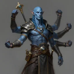 a four - armed, blue vedalken artificer, portrait, digital painting, trending on artstation, concept art, sharp focus, illustration, art by artgerm, greg rutkowski, wlop, and magali villeneuve