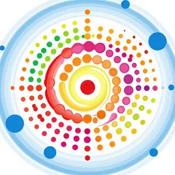 1000 spinning dots, multiple colors and movement in the style of max power, flat color