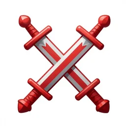 full shot of a symmetrical game - icon of giant medieval swords crossed, red powerful fantasy epic legends, game icon stylized, digital illustration radiating, a glowing aura, global illumination, ray tracing, 8 k high definition, intricate details, octane render, unreal engine, trending on arstation