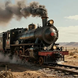 A Mad Max style steam train, movie still from 'Mad Max'