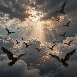 thousands of rebel angels falling from heaven as meterorites, epic lighting, disaster clouds,
