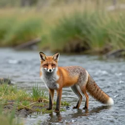 fox by a river in central oregon, 4 k