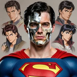 Christopher reeve!!! half face torn away metal skeleton exposed skull superman costume, realistic shaded perfect face, fine details. not anime. Realistic shaded lighting poster by Ilya Kuvshinov katsuhiro, magali villeneuve, artgerm, Jeremy Lipkin and Michael Garmash, Rob Rey and Kentarõ Miura style, trending on art station