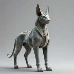 a scene of a beautiful intricate epic futuristic hyper detailed cyber sphynx, minimalist, cinematic lighting