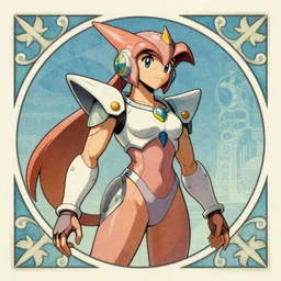 an art nouveau portrait of Samus Aran from Metroid