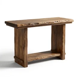 rustic console table, stylized 3d render, isolated on a pure white background, centered, entire object in frame, sharp focus, soft studio lighting