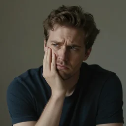 a man contemplating a difficult choice, visibly frustrated, by wlop