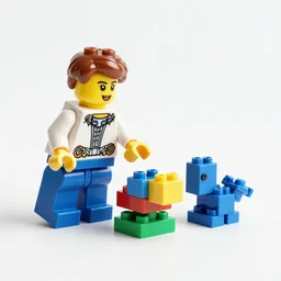 neoclassical image of a lego minifigure saving a small lego creature made of individual bricks in a colorful forest, concept art, top down video game world, dynamic lighting, artstation, poster, volumetric lighting, 8 k, award winning