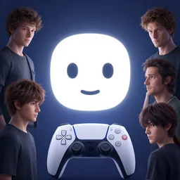 face icon stylized minimalist sony playstation 5, loftis, cory behance hd by jesper ejsing, by rhads, makoto shinkai and lois van baarle, ilya kuvshinov, rossdraws global illumination