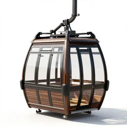 handcrafted cable car, studio product photography, isolated on a pure white background, centered, entire object in frame, sharp focus, soft studio lighting