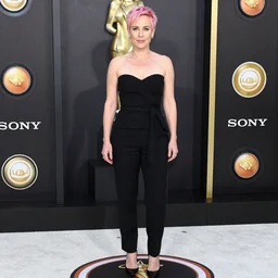 photo of a gorgeous Gillian Anderson pink pixie cut hair by Mario Testino, detailed, full body shot, award winning, Sony a7R