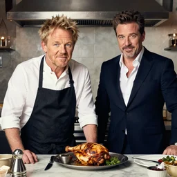 surreal detailed photograph of gordon ramsay and guy fieri by artist charlie white, 4 k image, odd, surreal!