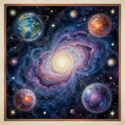 a beautiful cosmos of celestial bodies in the style of illuminated manuscript, extremely detailed, trending on artstation