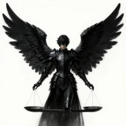 portrait of an angel in heaven, huge black symmetric wings, obsidian black armor, balance, by artgerm, rossdraws, sakimichan, digital illustration, chiaroscuro