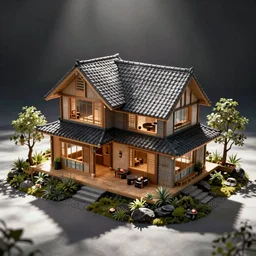”large house made of sushi, photorealistic”