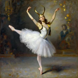 a magnificent and lively oil painting of loki dancing ballet by edgar degas