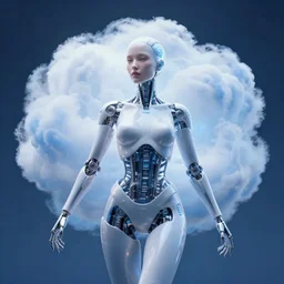 quantum cloud flower, photorealistic beautiful female cyborg