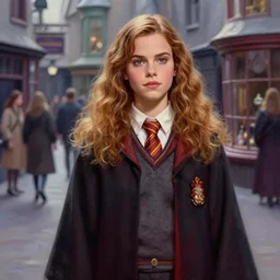 Olivia Culpo as hermione in Diagon Alley, photorealist digital painting by Mario Testino, Stanley Artgerm Lau, WLOP, Andrei Riabovitchev, masterpiece, trending on artstation, cgstudio