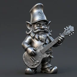 garden gnome heavy metal band, 3d model, octane, metallic