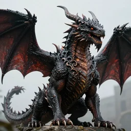 a huge dark dragon, ominous, photorealistic, realistic, ultra detailed, fine detail, ornate, depth of field, photography, photorealistic, octane, 8 k, high definition, artstation