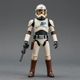 beautiful photograph of a full body, vintage, sci - fi, action figure, with helmet and visor, holding a blaster