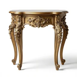 ornate vanity table, stylized 3d render, isolated on a pure white background, centered, entire object in frame, sharp focus, soft studio lighting