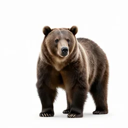 majestic grizzly bear, professional studio photo, full body, isolated on a pure white background, centered, entire subject in frame, sharp focus, soft studio lighting