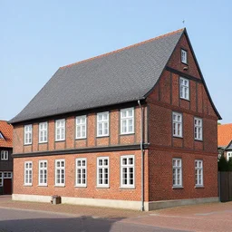 1 8 8 0 s big german farmhouse, red bricks, hannover, lower saxony, slate roof