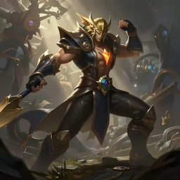 stylistic render of Azir League of Legends epic dynamic pose