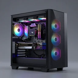 stunning octane render of an rgb gaming pc, ray traced, rtx, rendered in blender