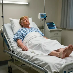 Donald trump on his deathbed in a hospital, full body, 8k, highly detailed, award winning