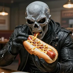 doom slayer eating a hot dog