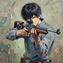 anime mathematician sniper, intricate oil painting by greg rutkowski, trending on artstation