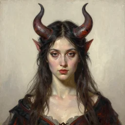 portrait of a female demon, by nikolay makovsky.