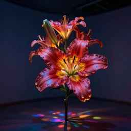 light lily installation by stephen knapp, stunning, deep colors, caustics, 4 k photo, featured on behance