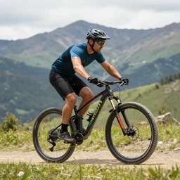 a man in a mountain bike in the mountain
