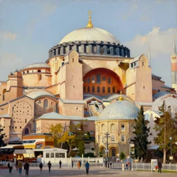 sancta sophia, sunny day, epic, warm lighting, oil painting, by greg rutkowski, trending on artstation