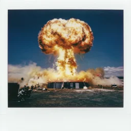 Polaroid photo of a nuclear explosion in the Vietnam War, Colorized.