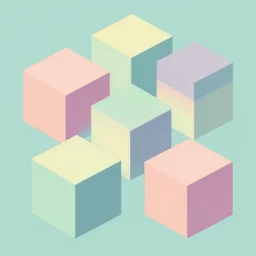 cubes and tesseracts. retro art by jean giraud. fibonacci. pastel colors