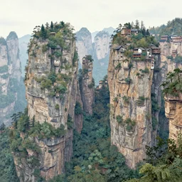 “A Chinese watercolor of Zhangjiajie by Thomas Kinkade.”