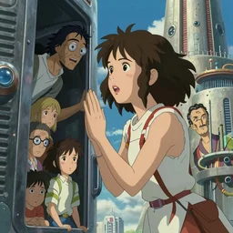 a curly - haired kate bekinsale begging to get into a futuristic building by david a hardy, noriyoshi ohrai, gary ruddell, ( greg rutkowski ), salvador dali, moebius, makoto shinkai, highly detailed, cinematic composition, trending on artstation
