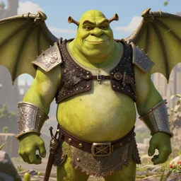 a ruthless shrek paladin, 8 k, fat body hyperrealistic, dragon slayer, hyperdetailed, fantasy portrait by laura sava