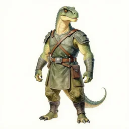 a watercolor painting full body character portrait of a humanoid dinosaur / animal soldier / martial artist in the style of moebius in the style of leonard boyarsky trending on artstation deviantart pinterest furaffinity detailed photorealistic highlights and shadow hd 8 k post - processing high resolution
