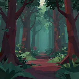 low poly render of a poison forest, 2 0 1 1