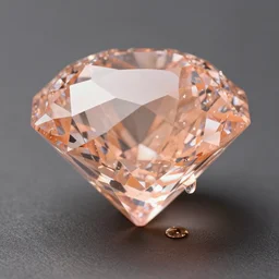 a juicy ( peach color ) ( museum quality ) extra large diamond. the diamond has peach juices dripping. product lighting